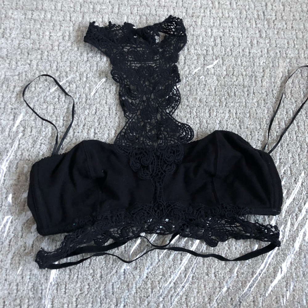 Free People Black Lace Bra Medium